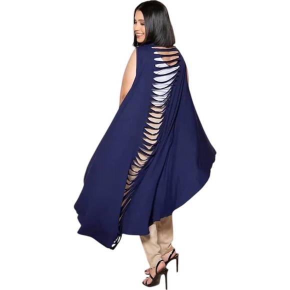 NEW SHAWL DAWLS slitback convertible shawl in navy - Picture 3 of 3